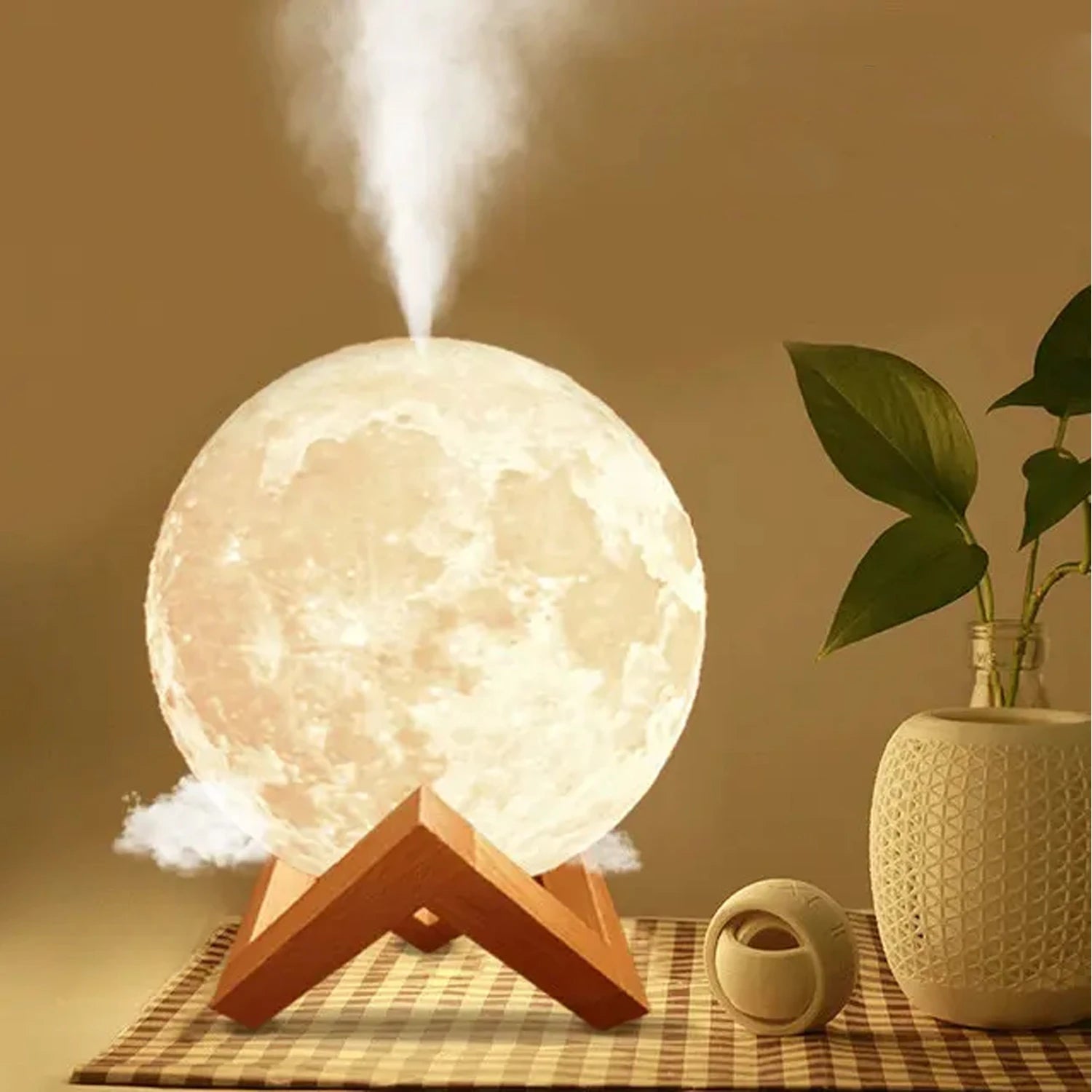 Umidificador Aromatizador Luminária Abajur Lua Cheia 3D lâmpada luz difusor aroma óleo essencial USB ultrassônico